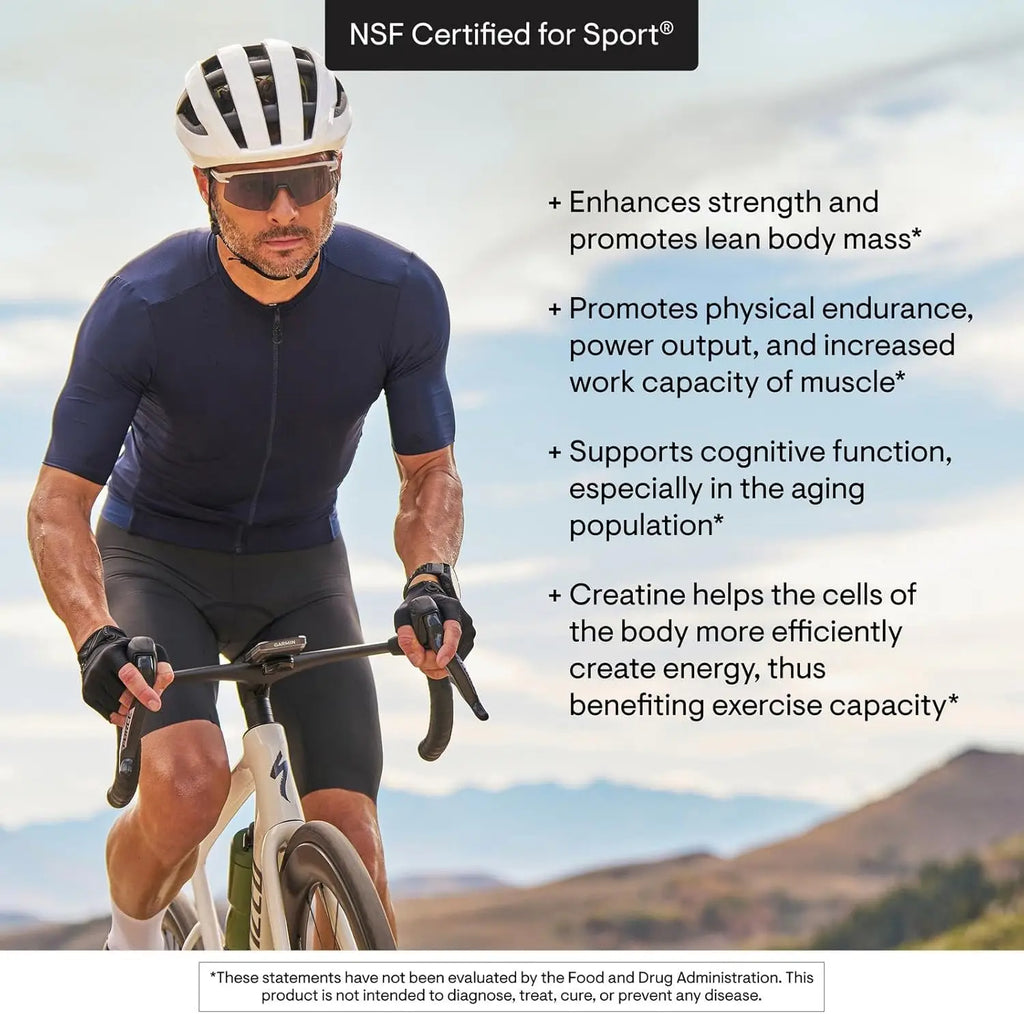 Micronized Creatine Monohydrate Powder for Muscle & Cognitive Support, Unflavored, NSF Certified Sport, 5g Serving, 180 Servings