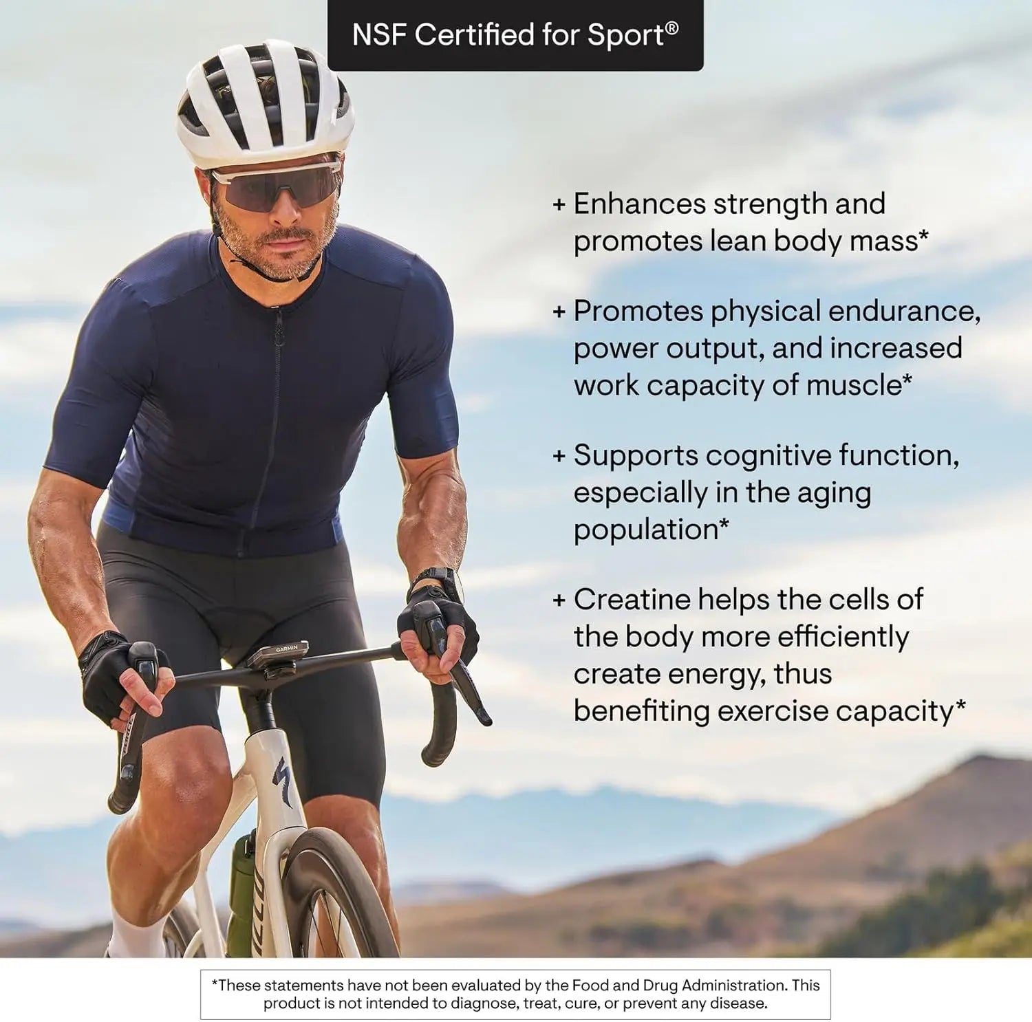 Micronized Creatine Monohydrate Powder for Muscle & Cognitive Support, Unflavored, NSF Certified Sport, 5g Serving, 180 Servings